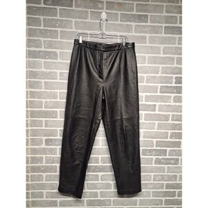 Y2K Venezia Jeans‎ Black 100% Leather Pants High Waist Straight Leg Women's  14